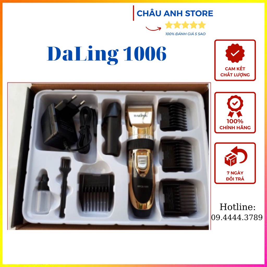 Tông đơ cắt tóc cao cấp công suất 12w, Tăng đơ cắt tóc gia đình chuyên nghiệp DALING 1006, Tặng thêm 1 pin dự phòng