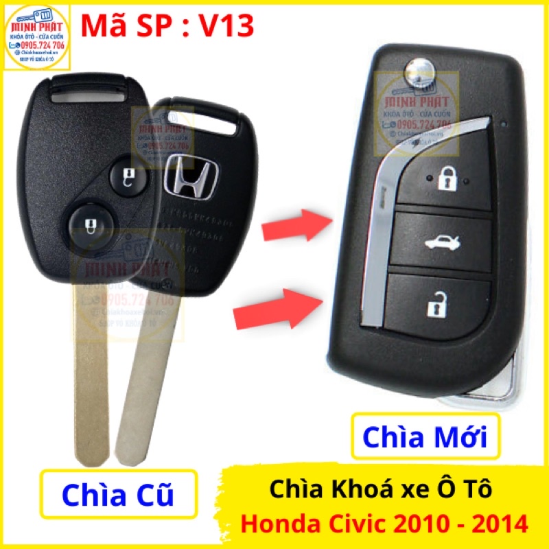 Chìa khoá xe Ô tô Honda Civic đời 2010 - 2014