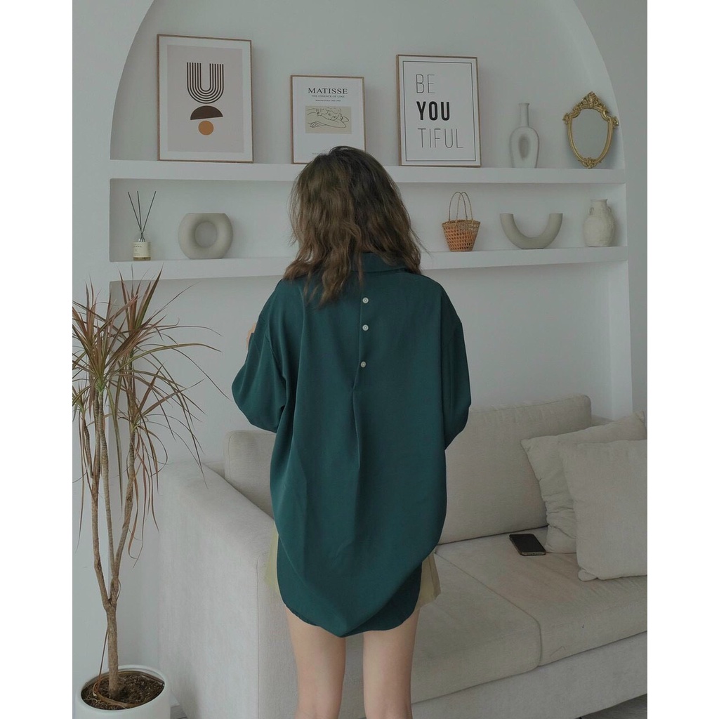 Áo Sơ Mi Nữ Dài Tay Đuôi Tôm Cúc Lưng Vải Đũi 3 Màu
