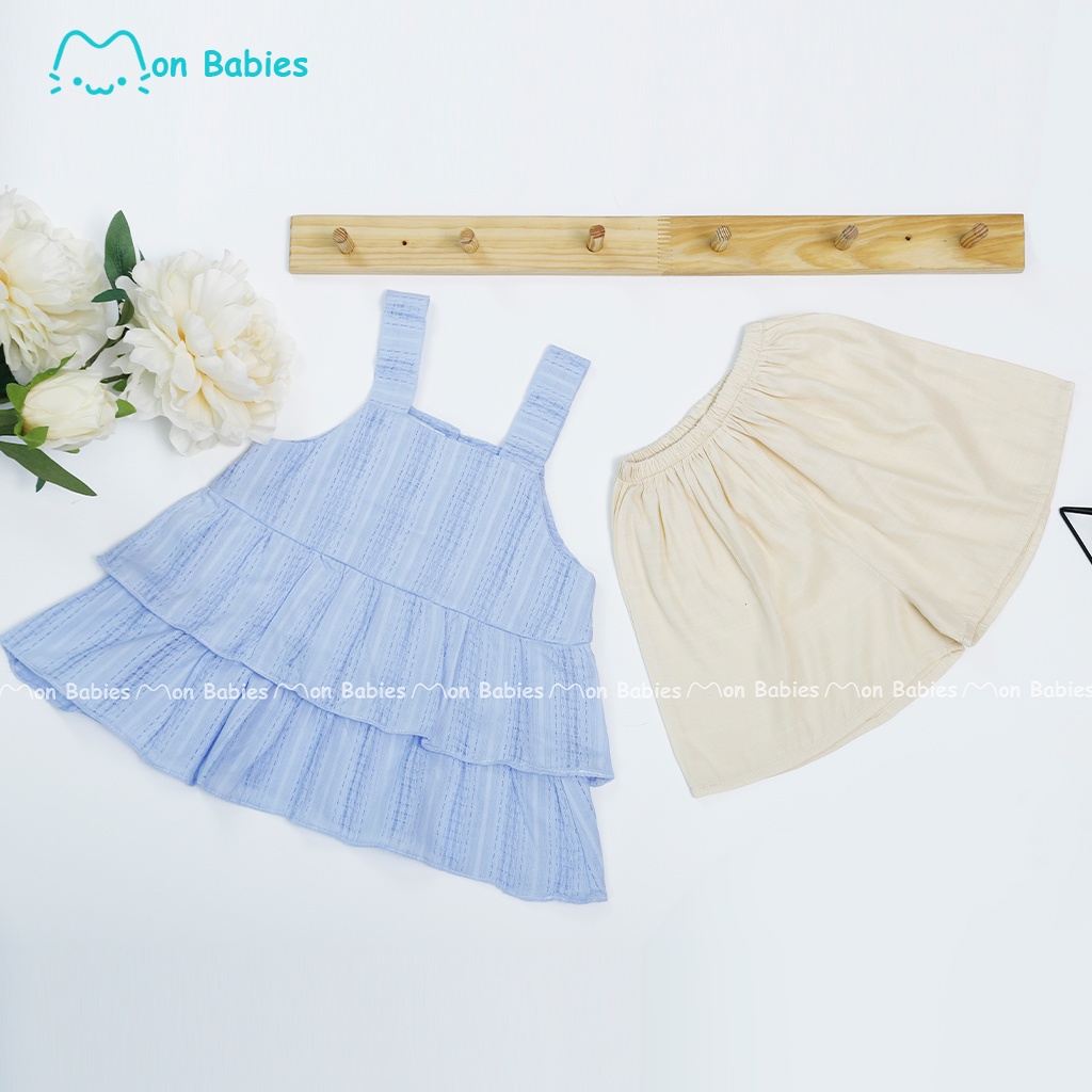 Bộ quần áo hai dây bé gái 1-6 tuổi MonBabies VL66 hai tầng xoè chất thô xô cao cấp chính hãng