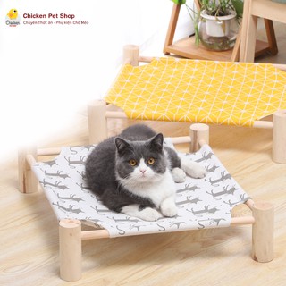 (THANH LÝ) Giường Võng Gỗ Cao Cấp Họa Tiết Xinh Cho Chó Mèo (2 Màu Lựa Chọn)