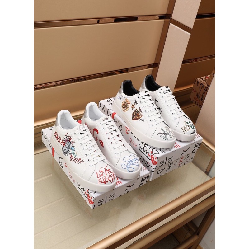 Giày thể thao/sneaker nam Dolce&Gbbana D&G 2021 da thật cao cấp họa tiết độc đáo cá tính