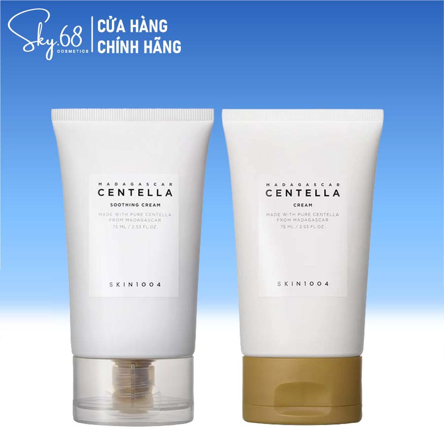 Combo Kem dưỡng ẩm, giảm mụn, phục hồi da Chiết Xuất Rau Má Skin1004 Madagascar Centella ( Somthing + Cream )