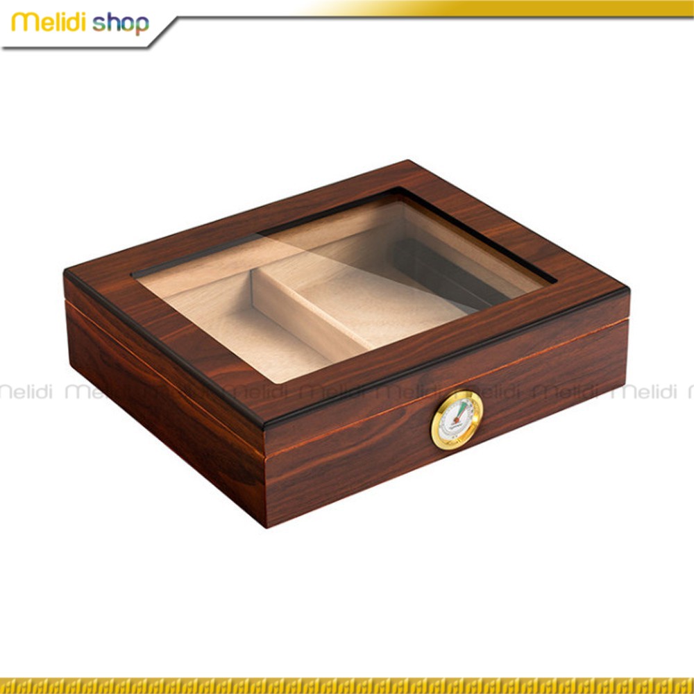 LUBINSKI SY2 - Hộp XiGa Gỗ Tuyết Tùng, Có Khay Giữ Ẩm Và Đồng Hồ Đo Ẩm, (Tủ Ủ Mini Bảo Quản)