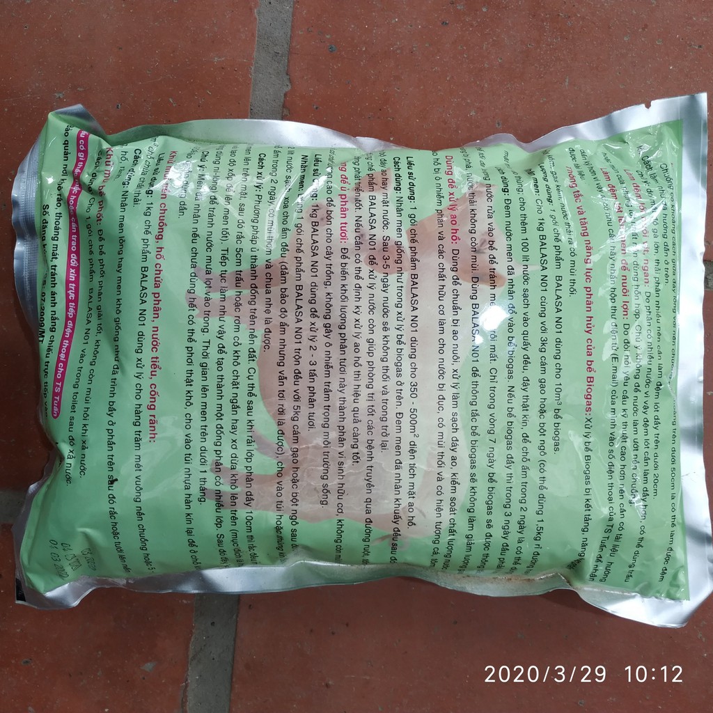 Chế phẩm sinh học Balasa-N01 Đệm lót sinh học 1kg