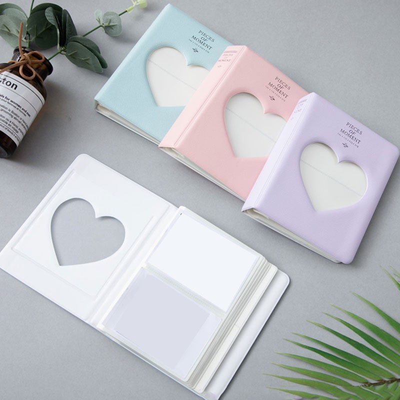 Album 3 inch một trang hai túi có thể đựng 64 ảnh hình trái tim rỗng