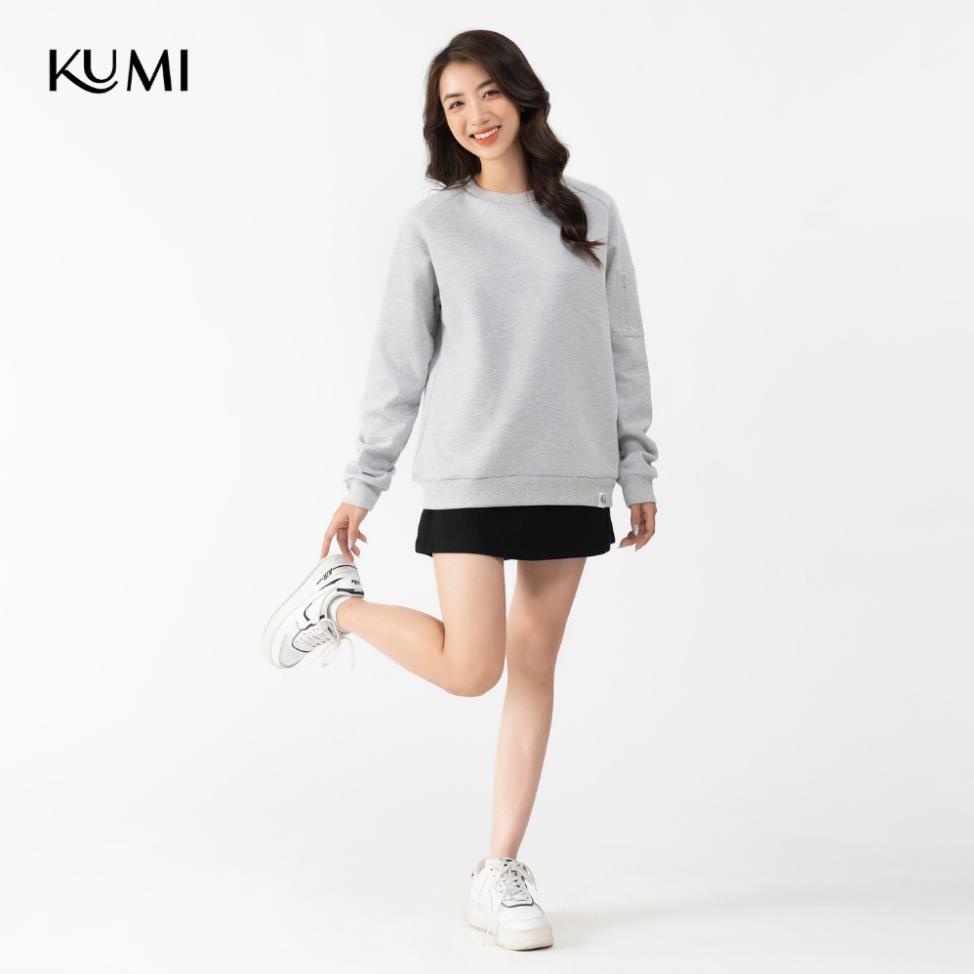 Áo Nỉ Nữ Dài Tay Có Túi Khóa Tay Chất Nỉ Bông Cao Cấp Kumi, Áo Nỉ Nữ Basic Thời Trang Trẻ Trung Năng Động - Ghi | BigBuy360 - bigbuy360.vn