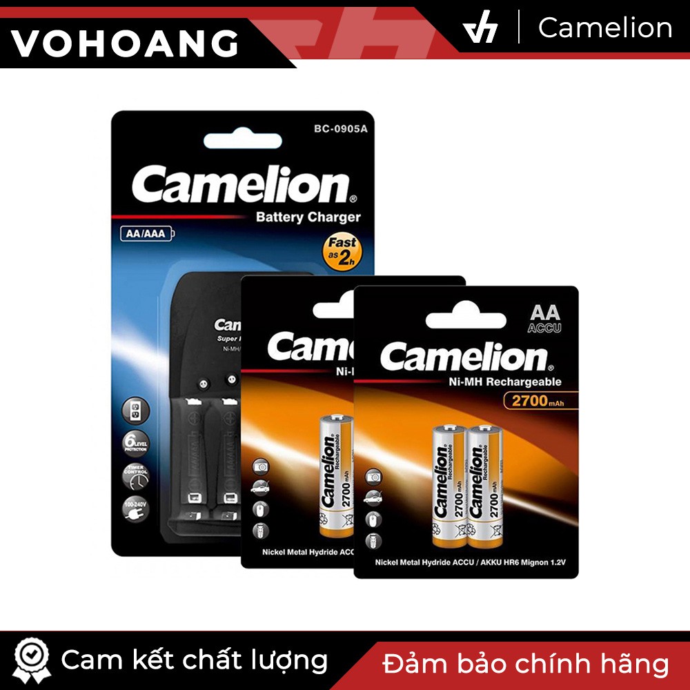 Combo sạc Camelion 0905A kèm 4 pin AA 2700mAh mẫu mới