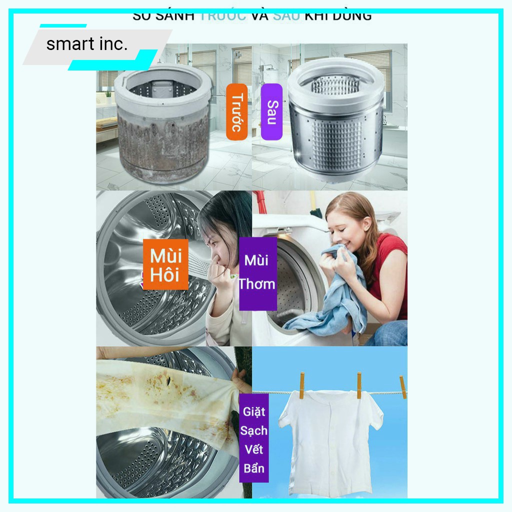 Viên Giặt Tẩy Vệ Sinh Cặn Bẩn Lồng Máy Giặt Tại Nhà Diệt Khuẩn Cục Làm Sạch Chất Dơ Mùi Hôi Lồng Giặt Ống Nước