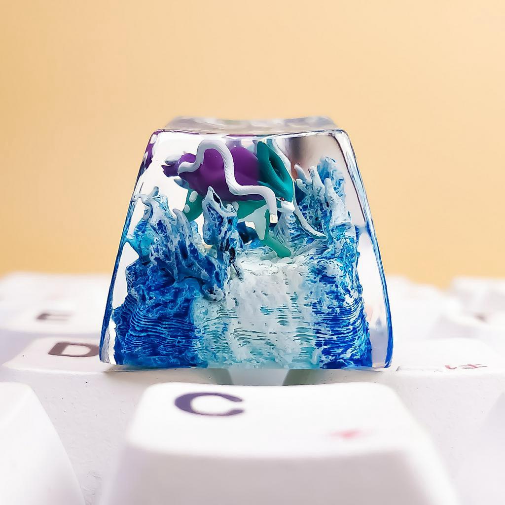 Nút bàn phím Pokemon, nút bàn phím Suicune , Bàn phím nhân vật hoạt hình - Suicune  keycap, POKÉMON Artisan Keycap