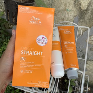 Bộ duỗi tóc Wella Creatine Straight 100ml x2 ( mới)