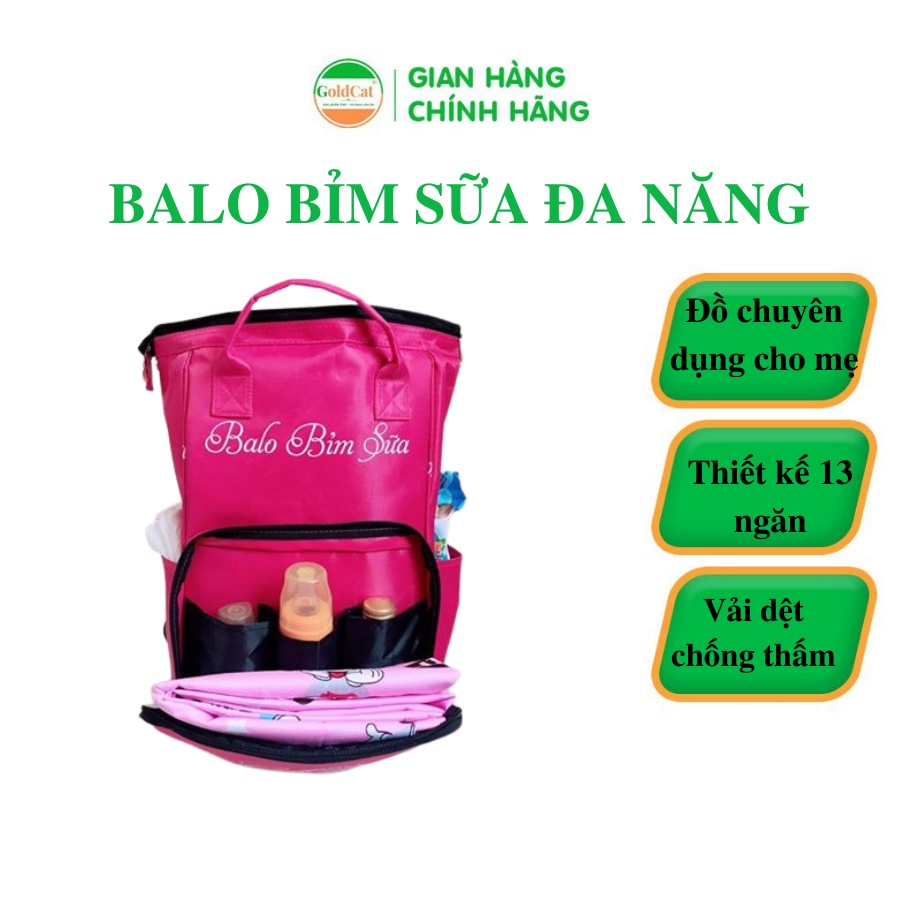 Balo bỉm sữa đa năng Goldcat, thiết kế nhiều ngăn chuyên dụng, tối ưu cho nhu cầu mẹ và bé.