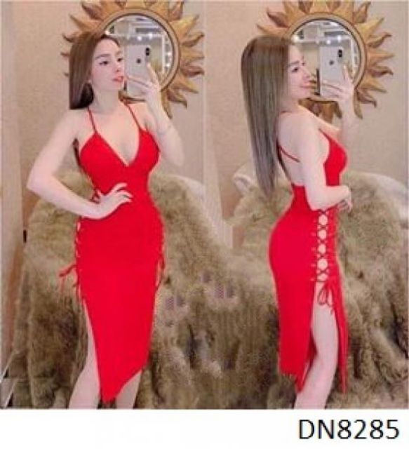 Đầm body đan dây hở ngực sexy