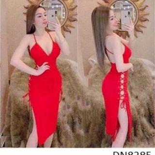 đầm body đan dây hở ngực sexy