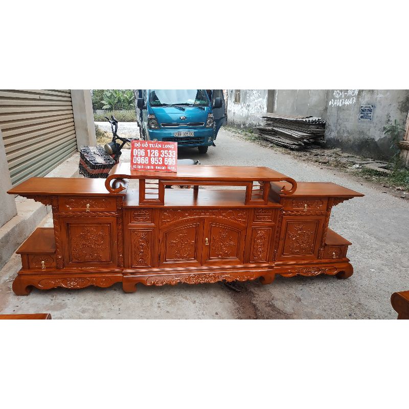 kệ tivi sừng trâu gỗ gõ đỏ