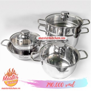 Bộ nồi inox cao cấp, nắp kính, 5 món fivestar fs08cg1, dành cho bếp từ