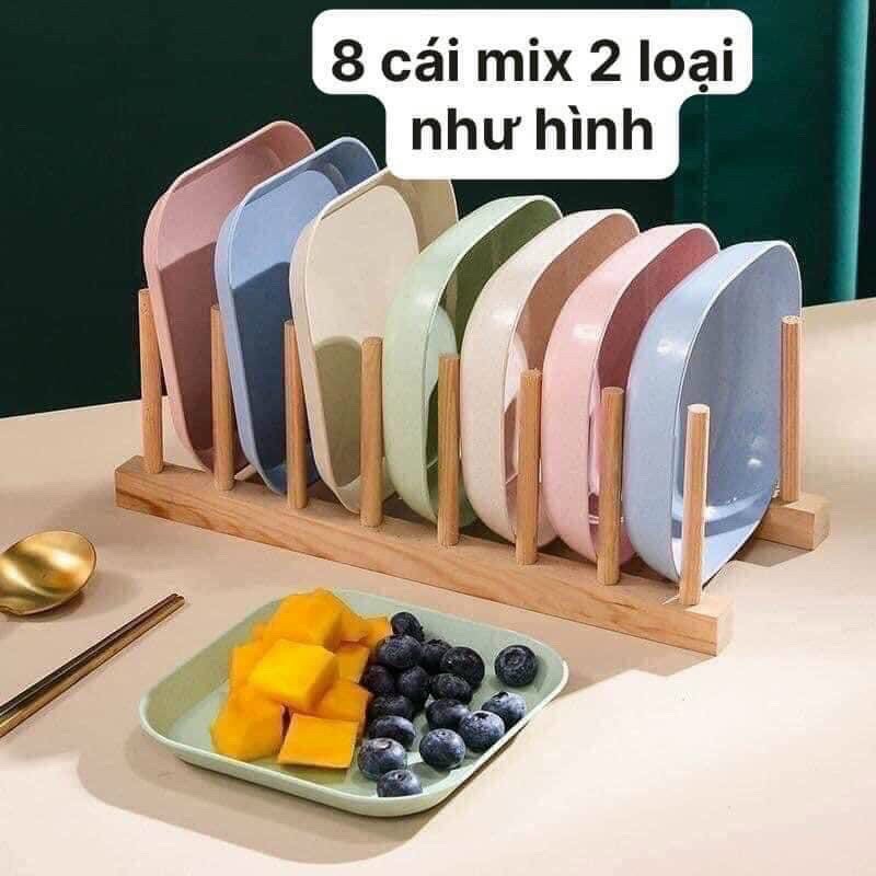 SÉT 8 CÁI ĐĨA MÀU PASTEL LÚA MẠCH AN TOÀN SỨC KHOẺ