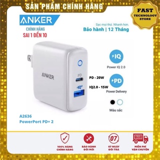 Củ sạc nhanh Anker powerport 2+ PD 35W a2636 33w a2626 Type C + USB