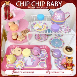 Bộ đồ chơi ấm trà chiều kèm tháp bánh 3 tầng cho bé gái