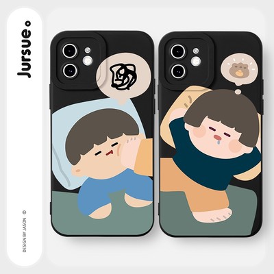 Ốp lưng JURSUE hoạt hình cặp đôi dễ thương đẹp cho iPhone 17 16 15 14 13 12 11 Pro Max SE 2020 X XR XS ip 8 7 Plus Y1849