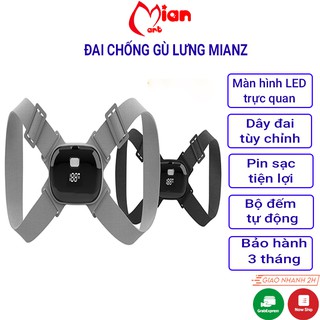 Đai cảnh báo chống gù lưng thông minh, Cảm biến báo rung tự động, Hiển thị số lần ngồi sai- BH 6 tháng - MIAN MART