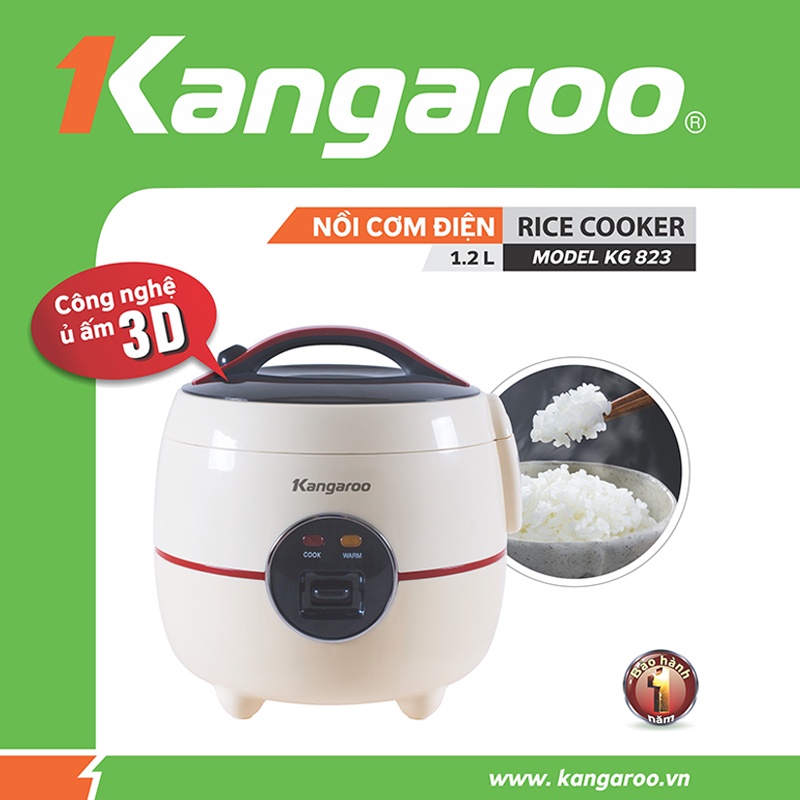 [Mã ELHADEV giảm 4% đơn 300K] Nồi cơm điện 1.2L Kangaroo KG823