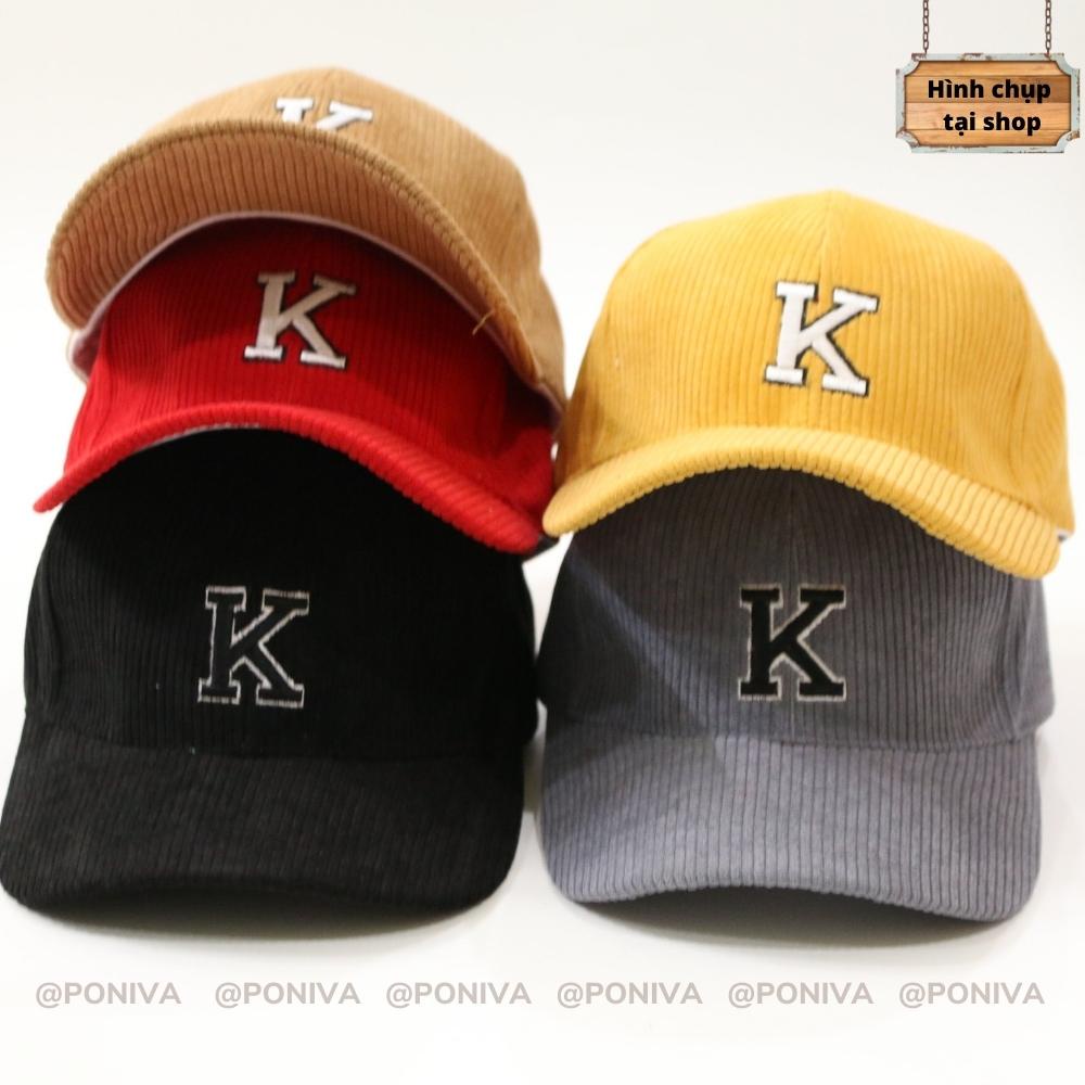 Mũ Lưỡi Trai ❤️ Nón Kết Thêu Chữ K Chất Nhung Tăm Cao Cấp Form Unisex Mẫu Hot Trend 2022