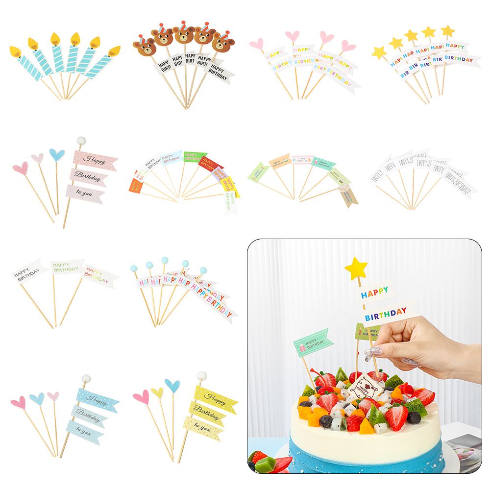1 Set Phụ Kiện Cắm Trang Trí Bánh Kem Nhiều Màu Dễ Thương
