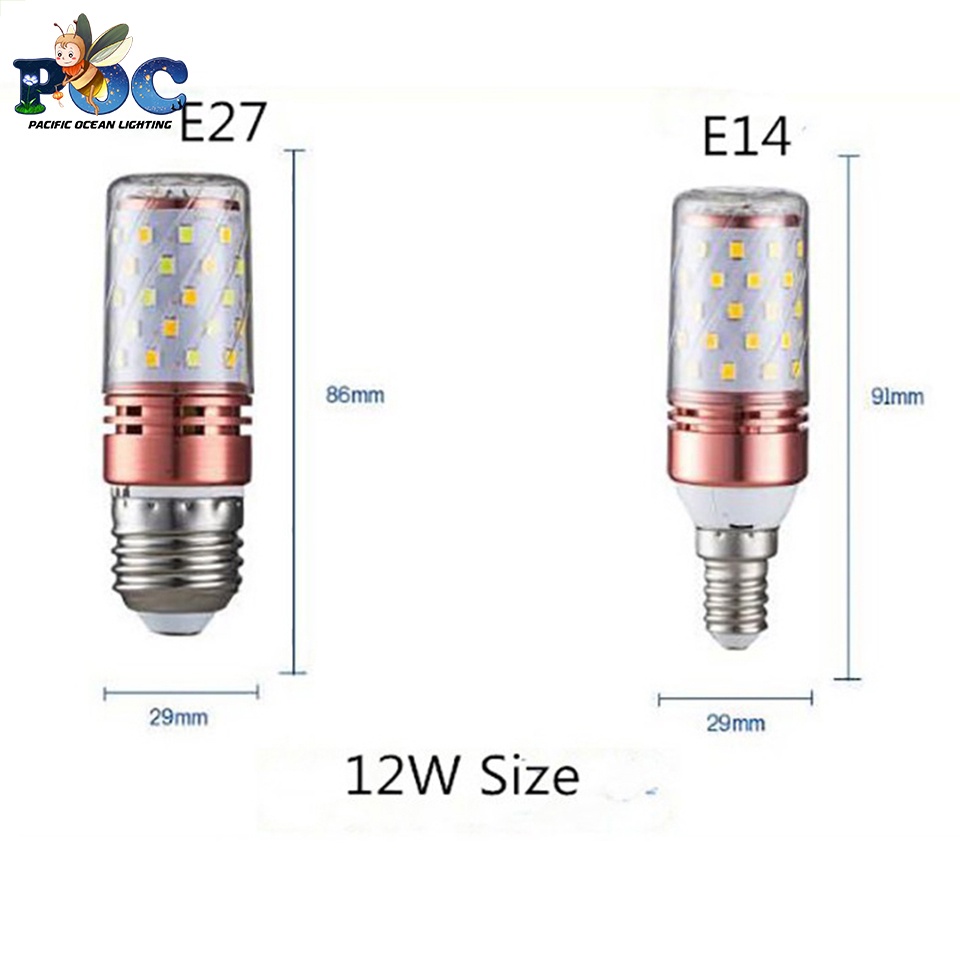 Bóng Đèn LED E14 E27 Công Suất 12W 16W 18W, Bóng Đèn 3 Màu Siêu Sáng AC 220V Bảo Hành 1 Năm POC