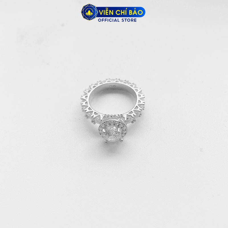 Nhẫn đá đính đá bạc nữ đá tròn chất liệu bạc 925 thời trang phụ kiện trang sức nữ Viễn Chí Bảo N400130