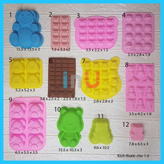 HCM - Khuôn silicon HÌNH GẤU gấu Pooh gấu Rilakkuma làm bánh nướng mini, đổ socola, làm rau câu pudding BSI