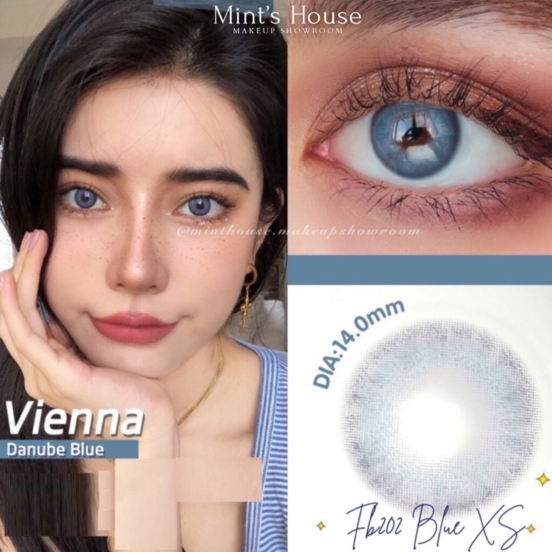 Kính Áp Tròng Xanh Tây Style USA FB202 Blue Size XS Có 0 Đến 6 Độ Cận (Lens Xanh Dương)