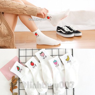 Tất trắng cute trái cây