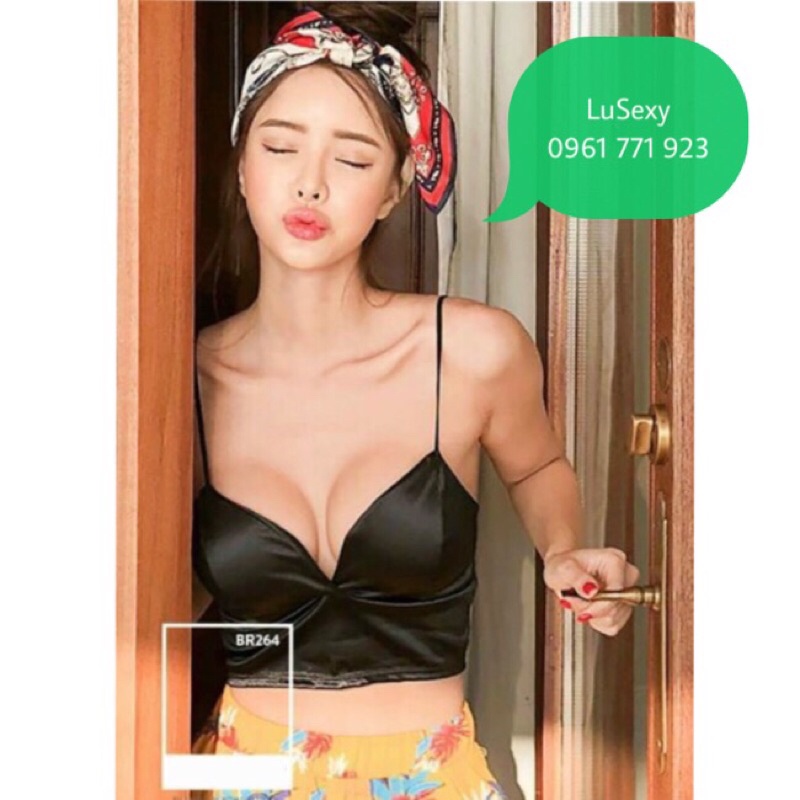 Áo bra croptop 2 dây mảnh bản to dây mix đồ cực xinh sexy, áo lót Bralette đệm mút mỏng crop màu đen trắng