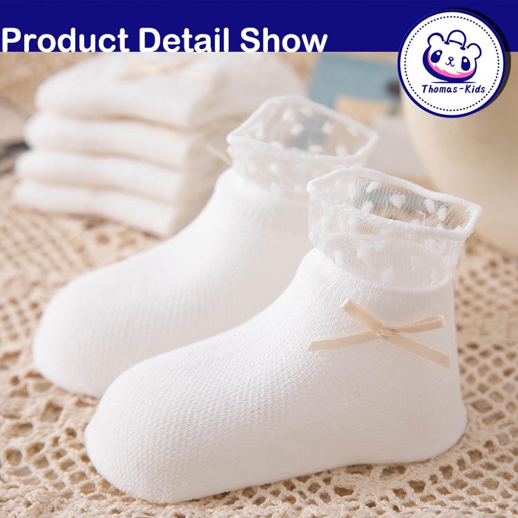 Vớ Lưới Phối Ren Hoa Màu Trắng Dễ Thương Dành Cho Bé Gái 3-12 Tuổi