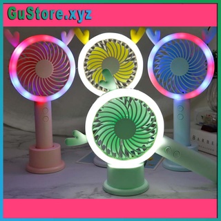 [FreeShip] Quạt Tích Điện Mini Cầm Tay Có Đèn Led Đế Tròn Dùng Để Bàn Hoặc Sạc