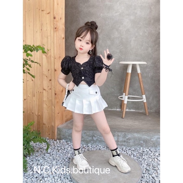 Set áo xốp hoa cv xoè cho bé gái