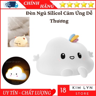 Đèn ngủ trang trí silicon để bàn mèo con và đám mây dễ thương có điều khiển từ xa nhiều màu