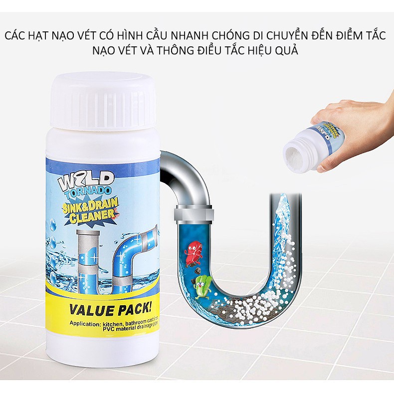Chai Bột Thông Cống Nghẹt, Bồn Rửa Chén, Ống thoát nước, Thông Toilet GALA HOME