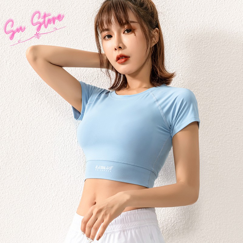 Áo Thun Nữ Cotton Tập Thể Thao, Áo Croptop Tay ngắn - 062