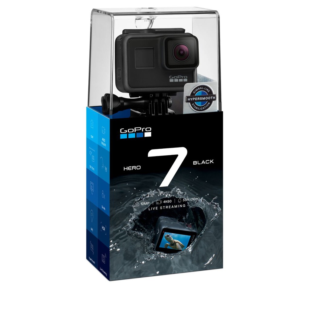 Máy quay GoPro Hero 7 Black Holiday Promo Bundle 2019 | Gồm 2 pin, 1 gậy Shorty, 1 thẻ 32GB | Chính hãng