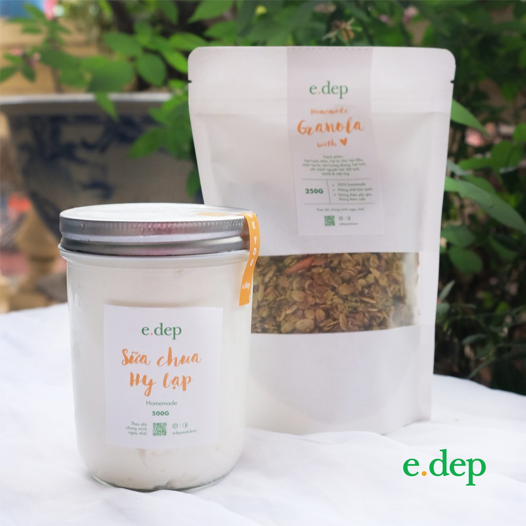 Combo Granola 250g & Sữa chua Hy Lạp 500g, Eat Clean tiết kiệm hơn, homemade không đường tinh luyện