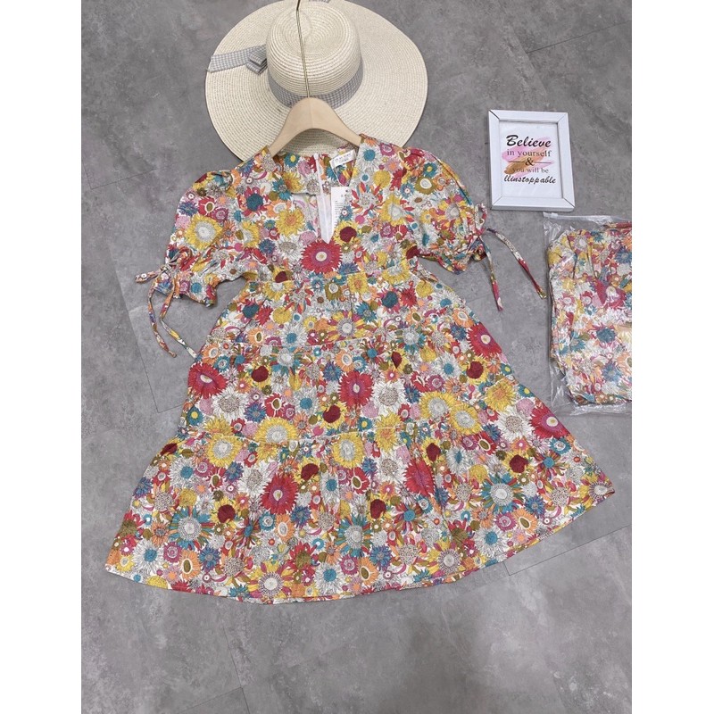 [Siêu Xinh] Váy Hoa Babydoll 3 Màu, Đầm Hoa Dáng Xoè Tay Phồng Dễ Thương Có Ảnh Thật Kèm Video | BigBuy360 - bigbuy360.vn