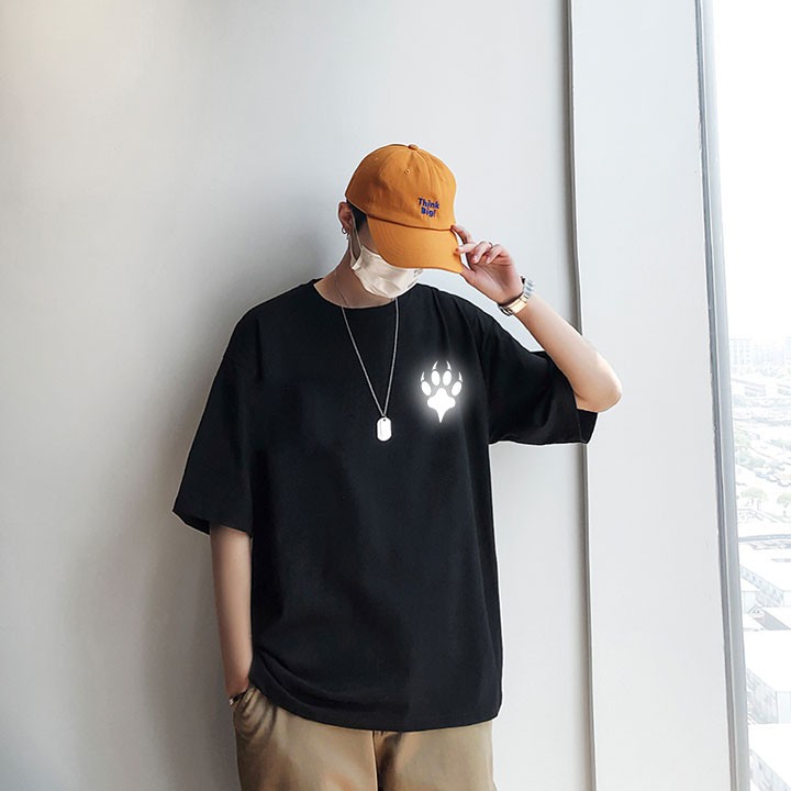 Áo thun phản quang tay lỡ nam nữ Sói Bạc