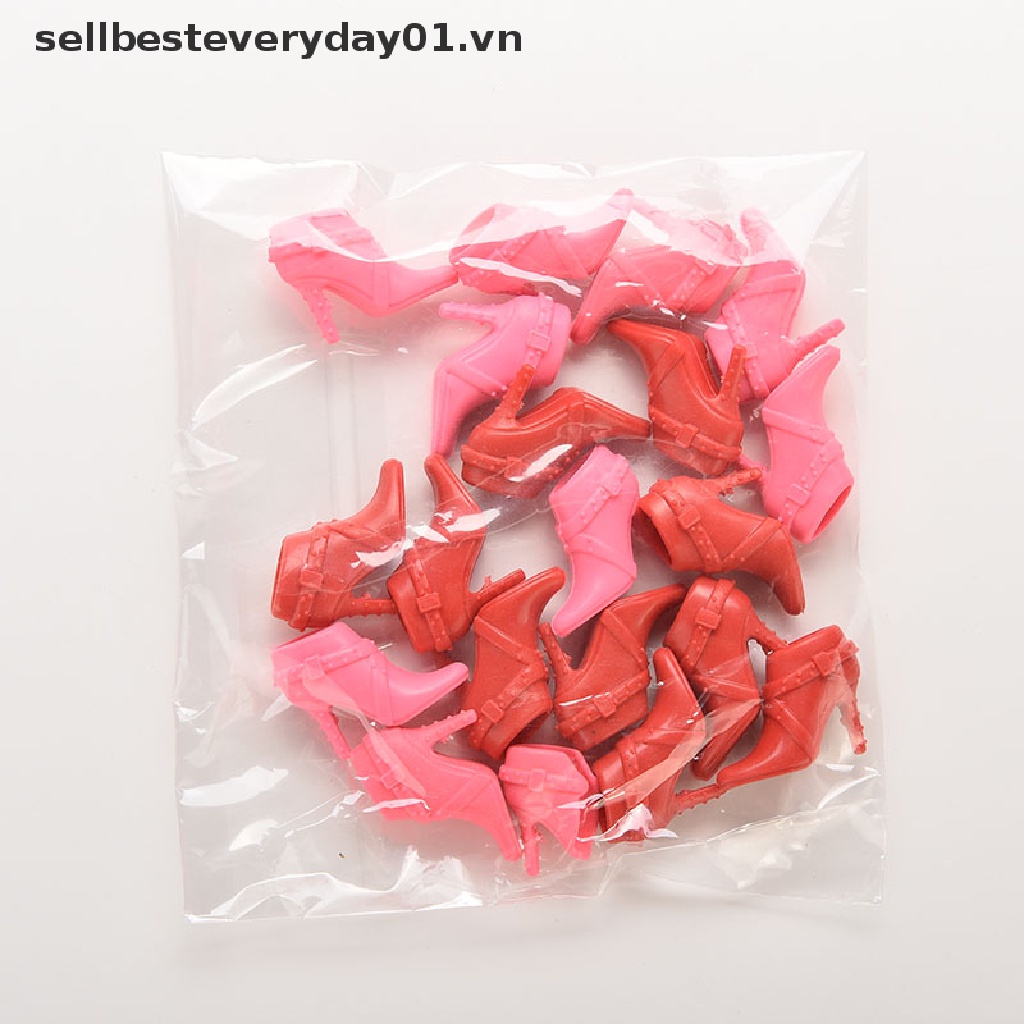 Set 10 Đôi Giày Cao Gót Nhiều Màu Sắc Cho Búp Bê Barbie