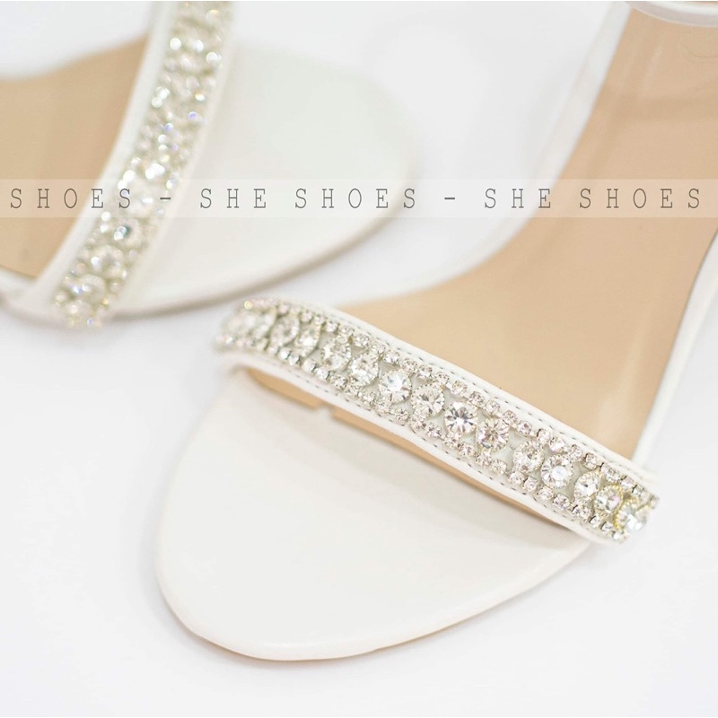 Sandal giày cưới trắng đính đá cao cấp (NEW ARRIVAL) - GC07023