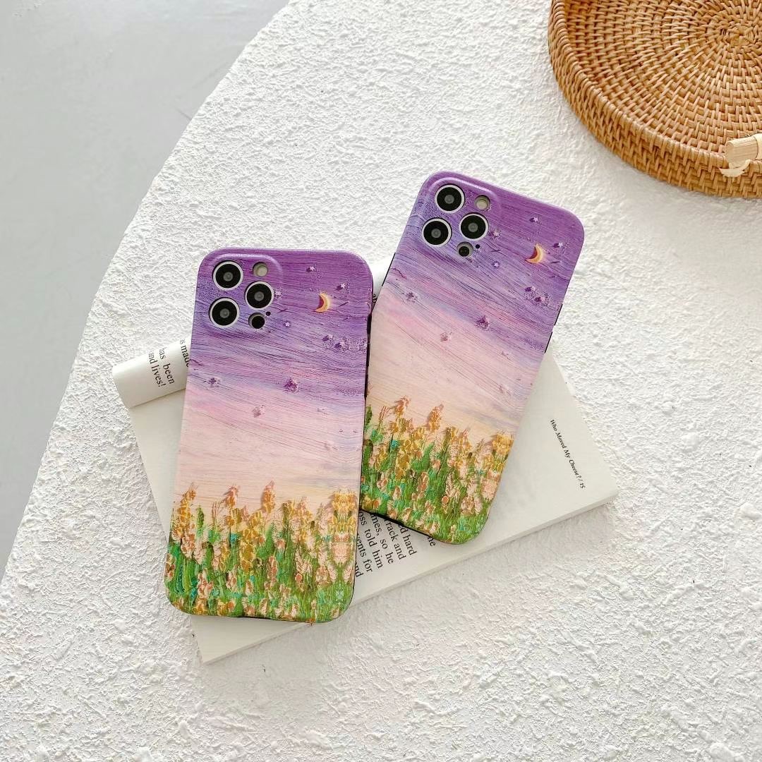 Huawei Y9s P20 Pro P30 Lite P30 Pro P40 Pro Mate 20 Pro Mate 30 Pro Mate 40 Pro Nova 3 Nova 4e Nova 4 Nova 5T Nova 7 / Nova 7 Pro Nova 7i Nova 7SE Nova 8 Pro Nova 8SE Honor 8X IMD Oil Painting Purple Sky Soft Silicone Casing Case