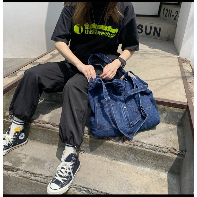 Túi đeo vai đeo chéo chất jeans - TÚI JEANS
