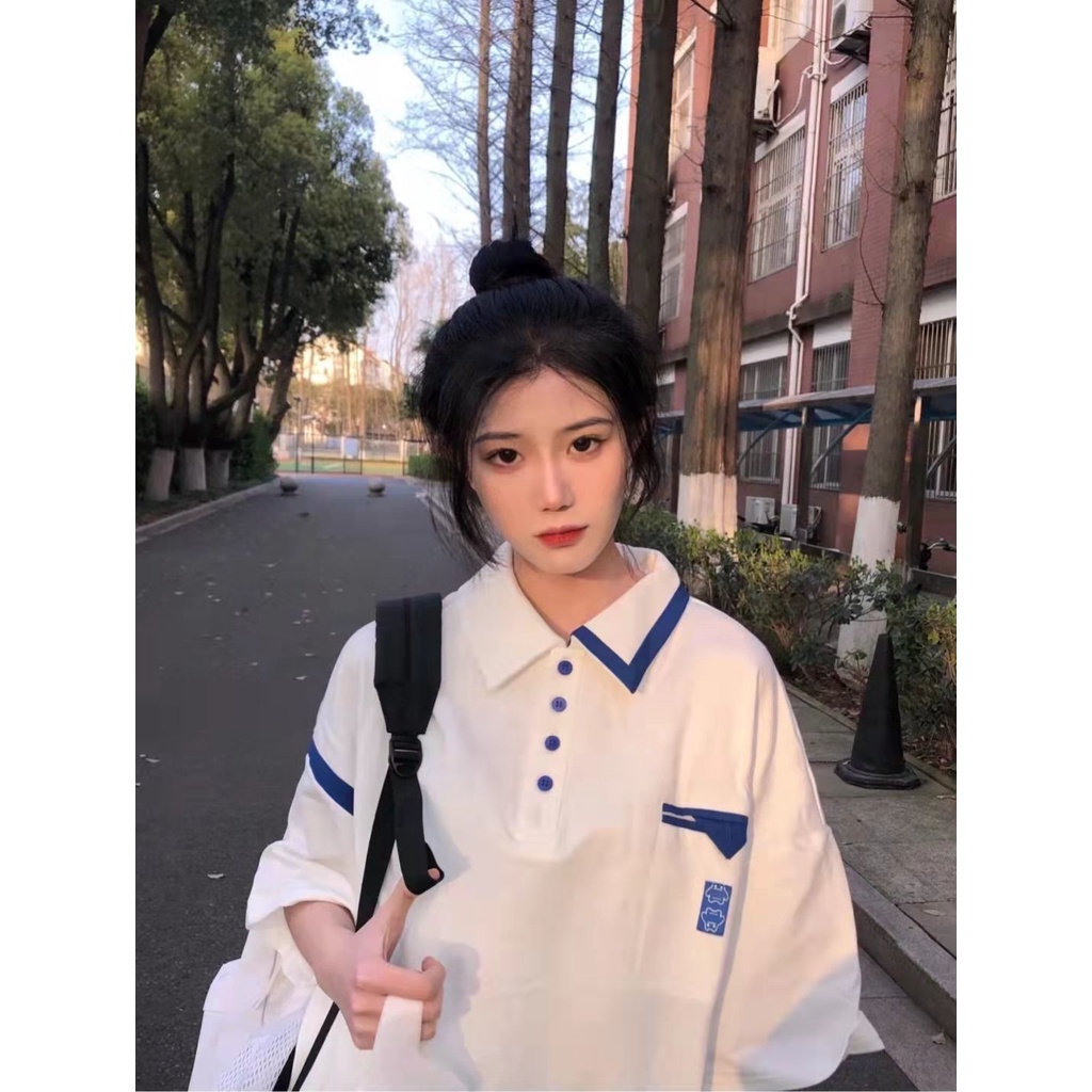 Áo Thun Polo Tay Ngắn Dáng Rộng Phong Cách Thể Thao Thời Trang Mùa Hè Cho Nữ