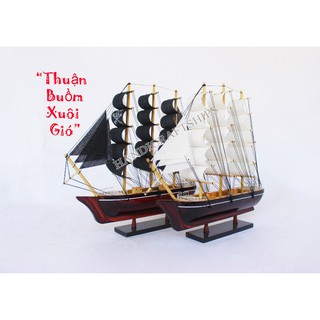 (có video) Combo 2 thuyền buồm gỗ 30cm (Đen & Trắng) PHONG THỦY TỐT